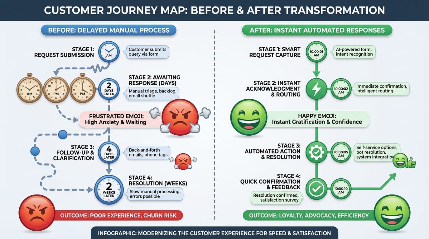 Hotel guest communication journey before and after automation