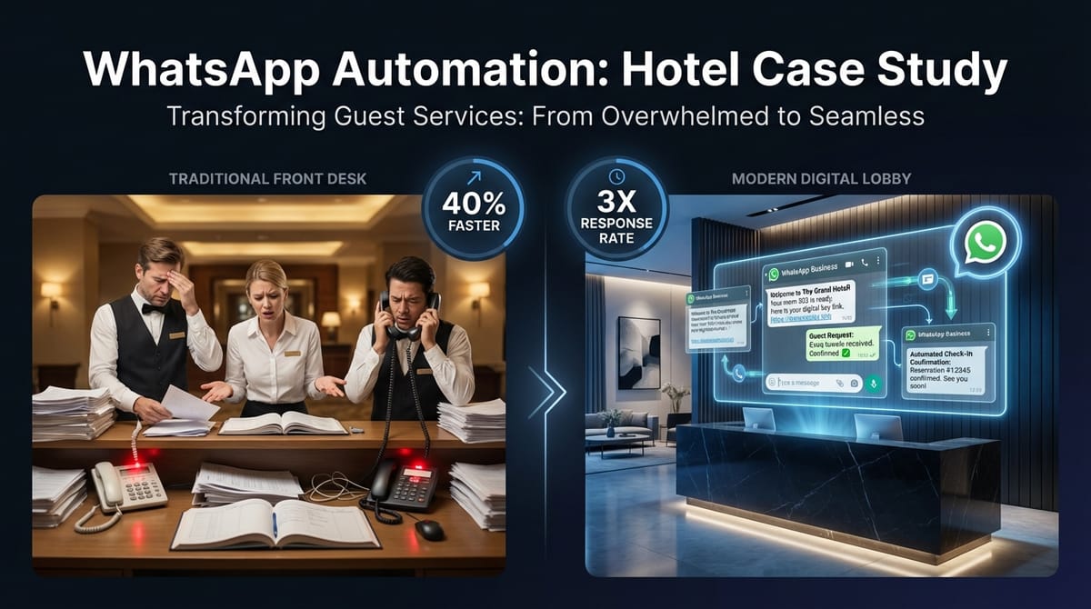 How We Automated Hotel Operations with WhatsApp: 40% Faster Check-ins and 3x Customer Response Rate