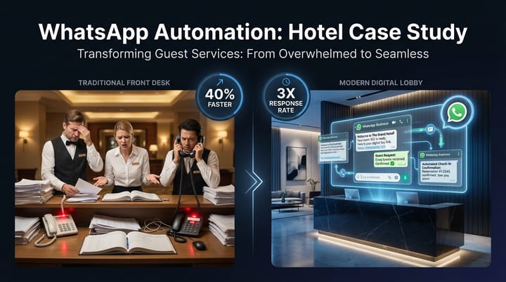 How We Automated Hotel Operations with WhatsApp: 40% Faster Check-ins and 3x Customer Response Rate